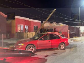 Conductor choca contra poste y huye en la colonia Paseos del Camino Real