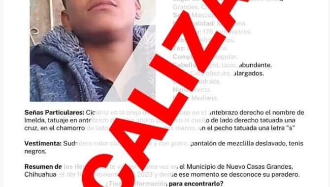 Localiza Fiscalía a dos jóvenes que tenían reporte de desaparición desde noviembre de 2023 en Nuevo Casas Grandes