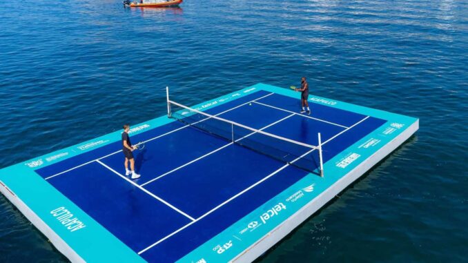 Pelotean Rune y Tiafoe en cancha flotante previo al Abierto Mexicano de Tenis