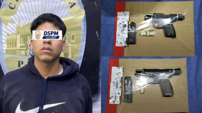 Detienen a joven con armas de fuego y cristal en la Villa Nueva; intentó escapar