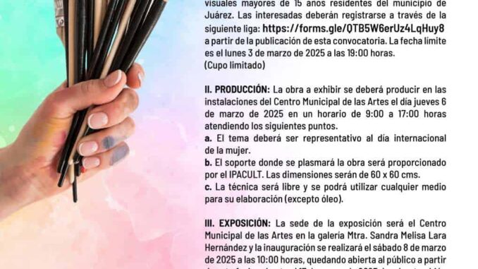 Invitan a artistas a participar en la exposición Pinceladas de Mujer