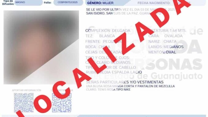 CLB localiza en Ciudad Juárez a adolescente con reporte de desaparición en Guanajuato