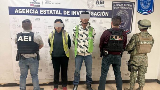 Detienen a pareja por el delito flagrante de extorsión en Juárez