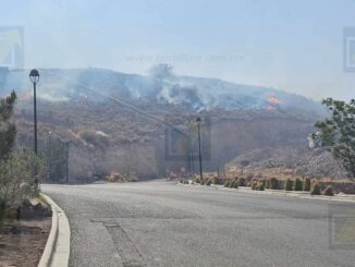 Incendio en un cerro cerca de un fraccionamiento moviliza a bomberos 