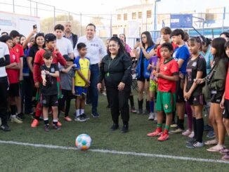 Entrega alcalde Bonilla parque y canchas remodeladas a familias de la colonia Rubio