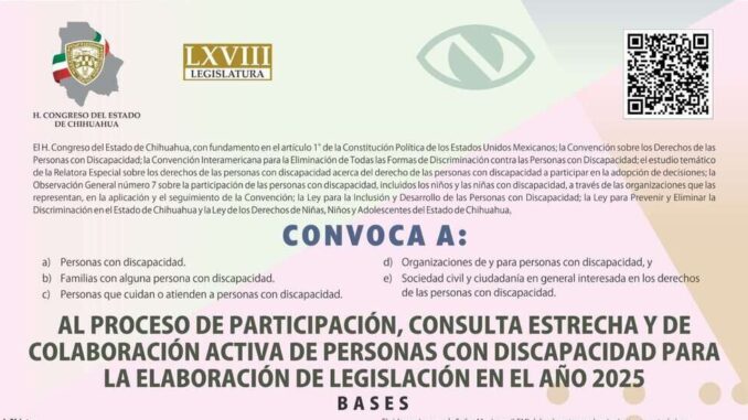 Próximo lunes inicia consulta a personas con discapacidad para legislación 2025