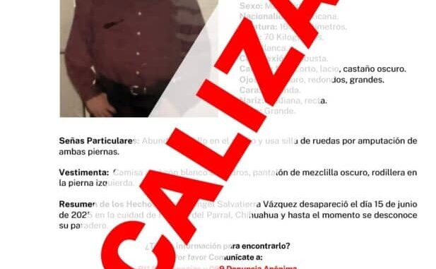 Localiza AEI en Jiménez a masculino con reporte de ausencia en Parral