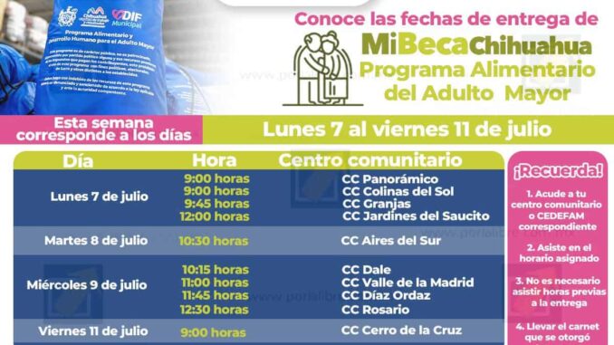 Informa Municipio horarios y lugares para acudir por tu paquete alimentario del 7 al 11 de julio