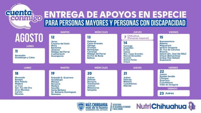 Inicia SDHyBC el 7 de agosto segunda entrega de despensas para adultos mayores y personas con discapacidad