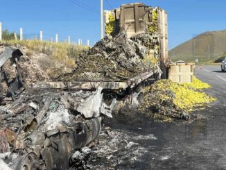 Se incendia tráiler cargado con chile güerito en la carretera Chihuahua–Delicias