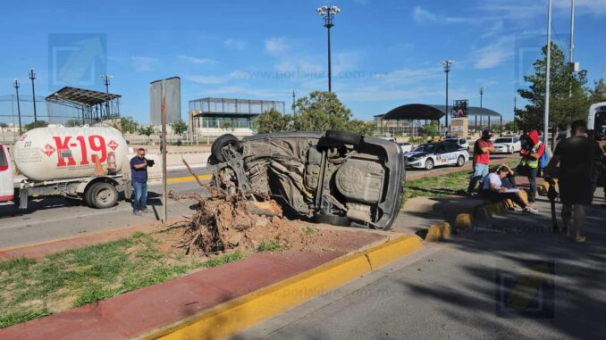 Pierde el control y termina estrellada contra un pino