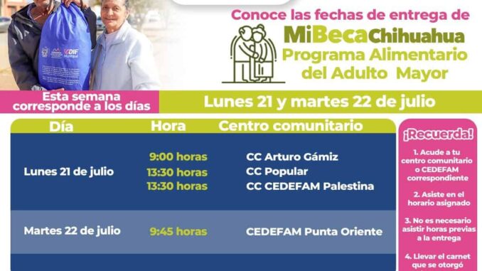 Informa DIF Municipal cuándo y dónde pasar por tu apoyo PAAM este 21 y 22 de julio