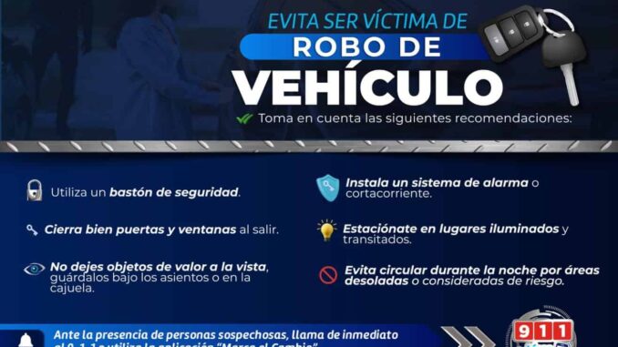 Emite Policía Municipal recomendaciones para evitar robos o daños a vehículos