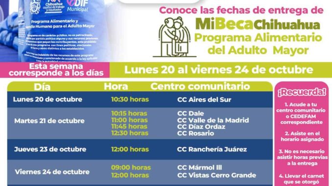 Acude por tu paquete PAAM del 20 al 24 de octubre