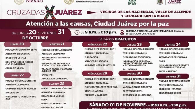Llevarán Cruzadas por Juárez a colonia Las Haciendas
