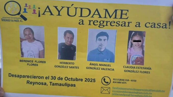Hallan muerta a familia desaparecida en Reynosa; hay 2 detenidos