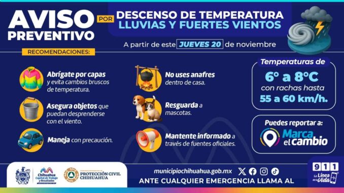 Alerta por posible descenso en temperaturas y vientos fuertes en la capital