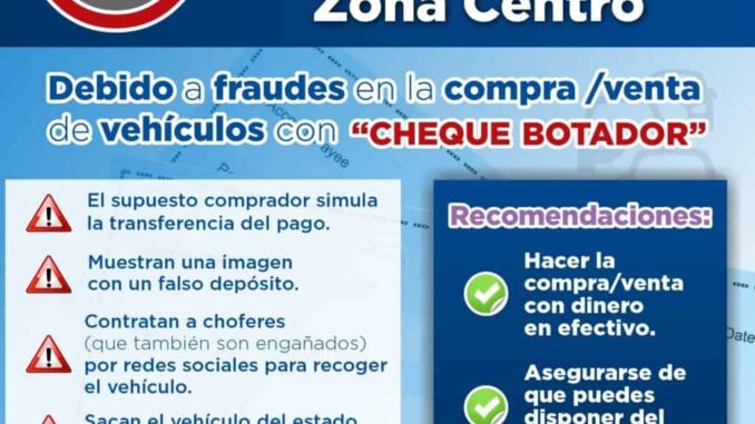 Advierte Fiscalía Zona Centro por incremento de fraudes con “cheque botador”