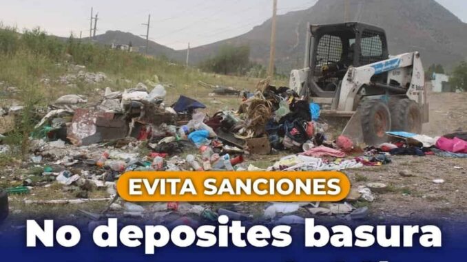 Pide Municipio evitar sanciones por depositar basura o escombro en terrenos baldíos
