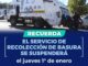 ¡Recuerda! El servicio de recolección de basura se suspenderá el jueves 1 de enero