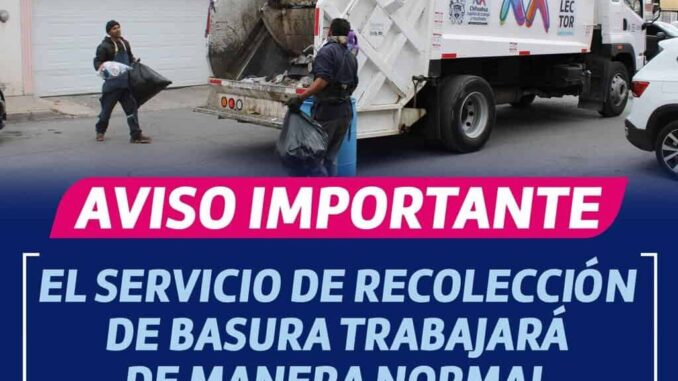 Personal de recolección de residuos trabajará de forma regular el 15 y 16 de septiembre