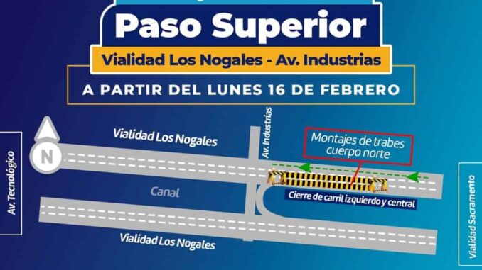 A partir de este lunes reducción de carriles en vialidad Los Nogales por montaje de trabes en el Paso Superior