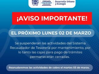 Suspensión temporal del sistema recaudador el lunes 2 de marzo: Municipio