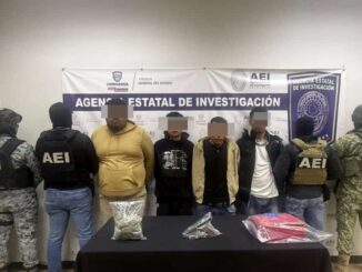 Detiene AEI a cuatro sujetos en posesión de droga y un arma de fuego en un cateo