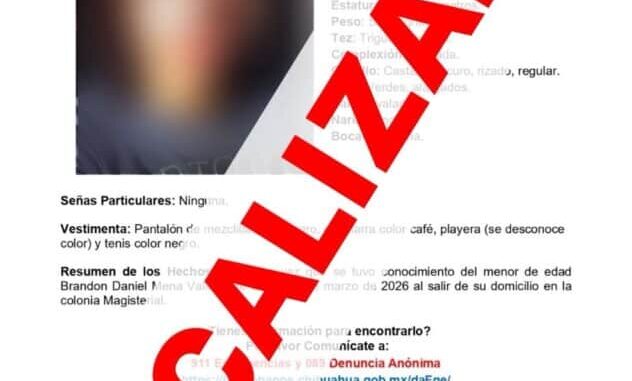 Localiza Fiscalía a adolescente con reporte de ausencia