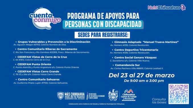 Anuncian Estado y Municipio convocatoria para “Apoyo Económico a Personas con Discapacidad 2026”