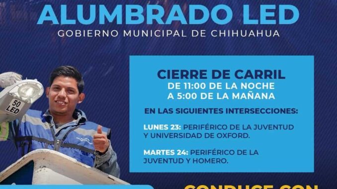 Trabajarán en instalación de lámparas LED en el Juventud el lunes y martes por la noche