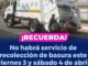 ¡Recuerda! Servicio de recolección de basura se suspenderá este viernes 3 y sábado 4 de abril