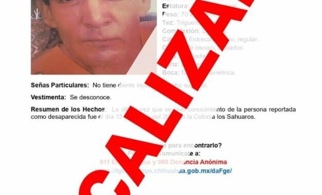 Localiza Fiscalía de Distrito Zona Centro a hombre con reporte de ausencia