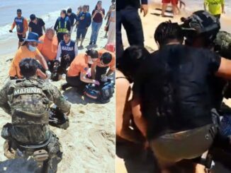 Marina rescata a una persona en playa El Malecón, en San Felipe, Baja California